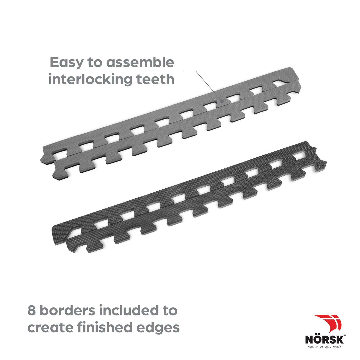 Norsk Multi-Purpose Reversible Floor Mats - EVA Interlocking Foam Tiles (Gray/Black 12 Tiles - 48 sq. Ft. 1/2" Thick)