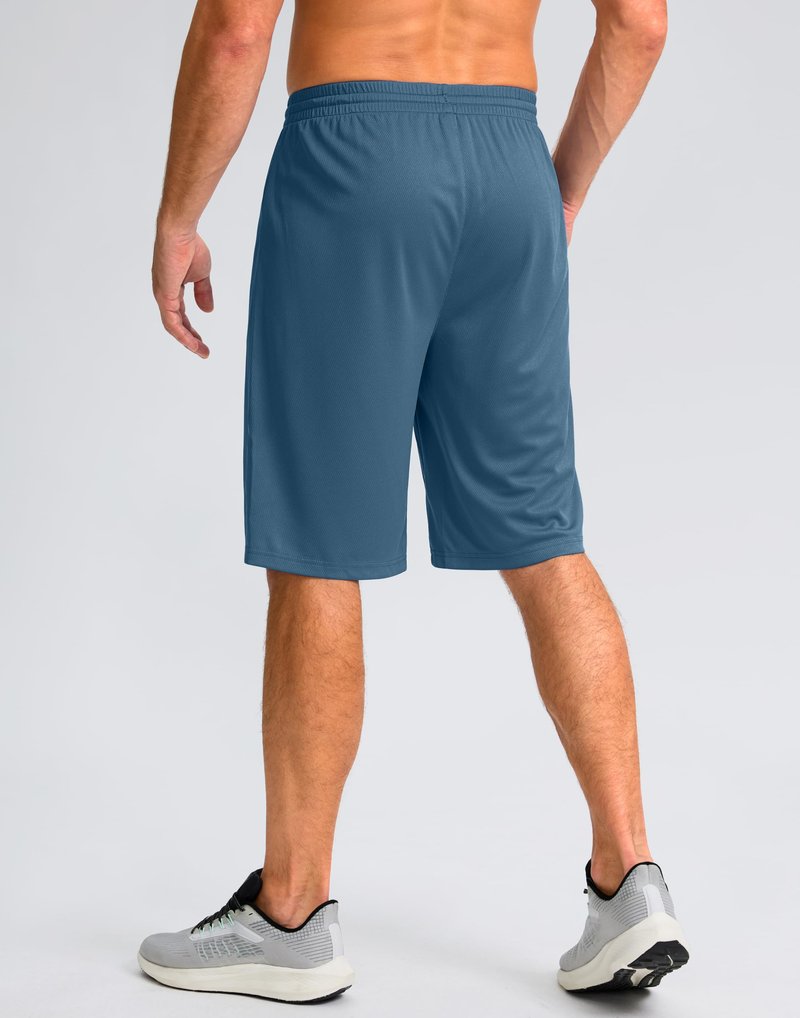 G Gradual Men's Athletic Shorts with Pockets 9" / 11" Long Basketball Shorts Lightweight Quick Dry Gym Workout Shorts for Men(Dusty Blue,L)