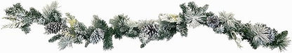 Fraser Hill Farm 6-Ft. Christmas Snow Flocked Garland with Pinecones Perfect for Door, Window, Wall, or Fireplace, Festive Holiday Decor