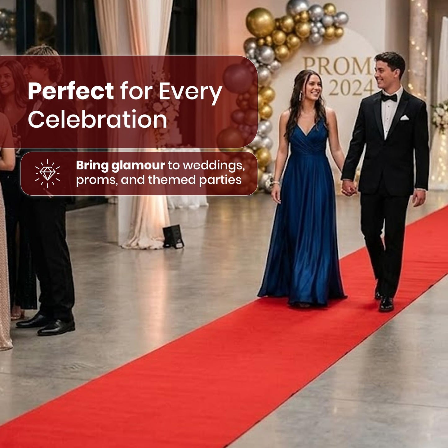 LEMONSODA Red Carpet Runner 2x15 Feet | Party Floor Runner with 100 GSM Thick Fabric | Non Slip Indoor Carpet with Suede Backing for Weddings Events and Hollywood Style Decorations
