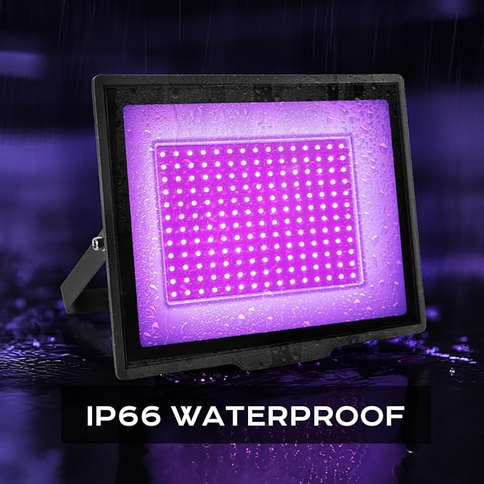 2 Pack 120W LED Black Lights, IP66 Waterproof Blacklight Flood Lights with Plug & Switch, UV Lighting for Halloween Party, Glow in The Dark, Body Paint, Stage & Neon Glow Deco