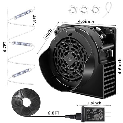 Inflatable Replacement Fan - 12V 1.0A Blower with 12V 1.5A Adapter and 5 LED Lights for Halloween Party Yard Garden Lawn Decorations (Blower 3+3LED)