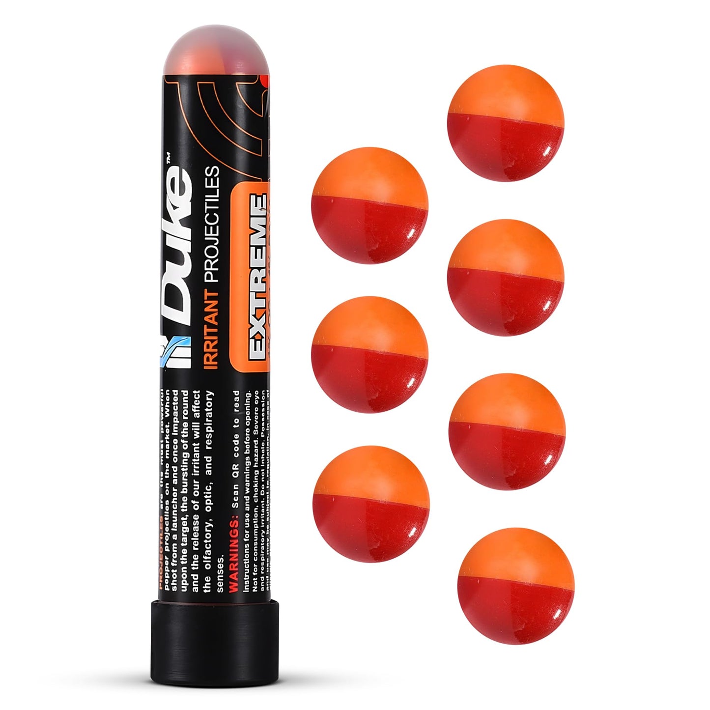 Duke 68 Cal Pepper Ball Projectiles (4% PAVA + 1% CS), 7 Count - Extreme Irritant Projectiles, Non Lethal Pepper Gun Balls for Self Defense Weapons, Professional-Grade, Weight: 3.3g