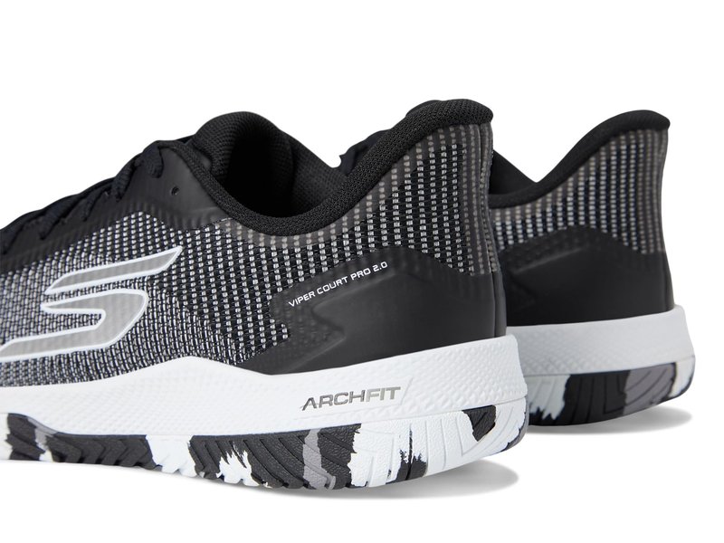 Skechers Women's Pickleball Viper Court Pro 2.0 Sneaker, Black/White, 8 Medium