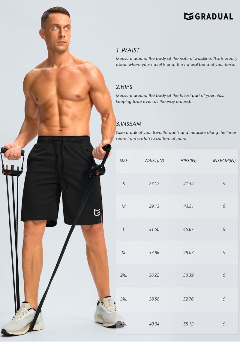G Gradual Men's Gym Shorts wtih Zipper Pocket 9" Athletic Basketball Mesh Shorts for Men Workout Quick Dry Lightiweight(Black,L)