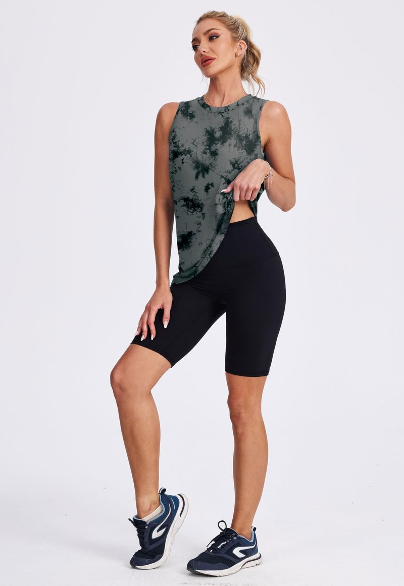 Womens Workout Tops Tank Tops Yoga Shirts Athletic Running Sleeveless Gym Clothes High Neck Athletic Running Shirts Black Tie Dye XXL