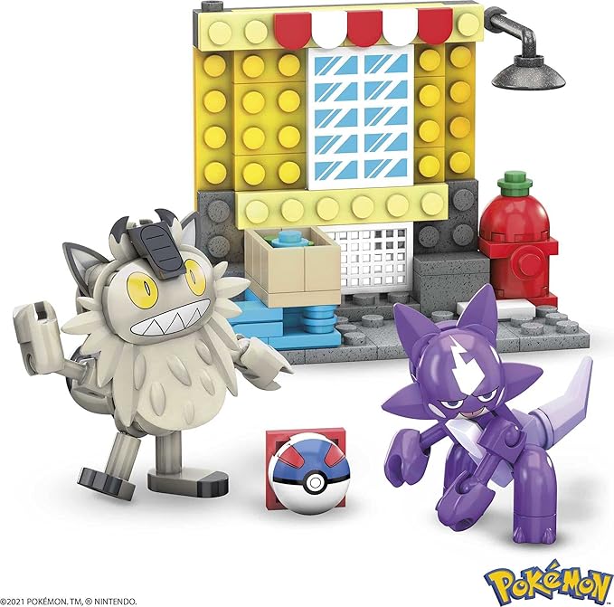 MEGA Pokémon Action Figures Building Toy Collectible Toxel vs. Galarian Meowth with Great Ball