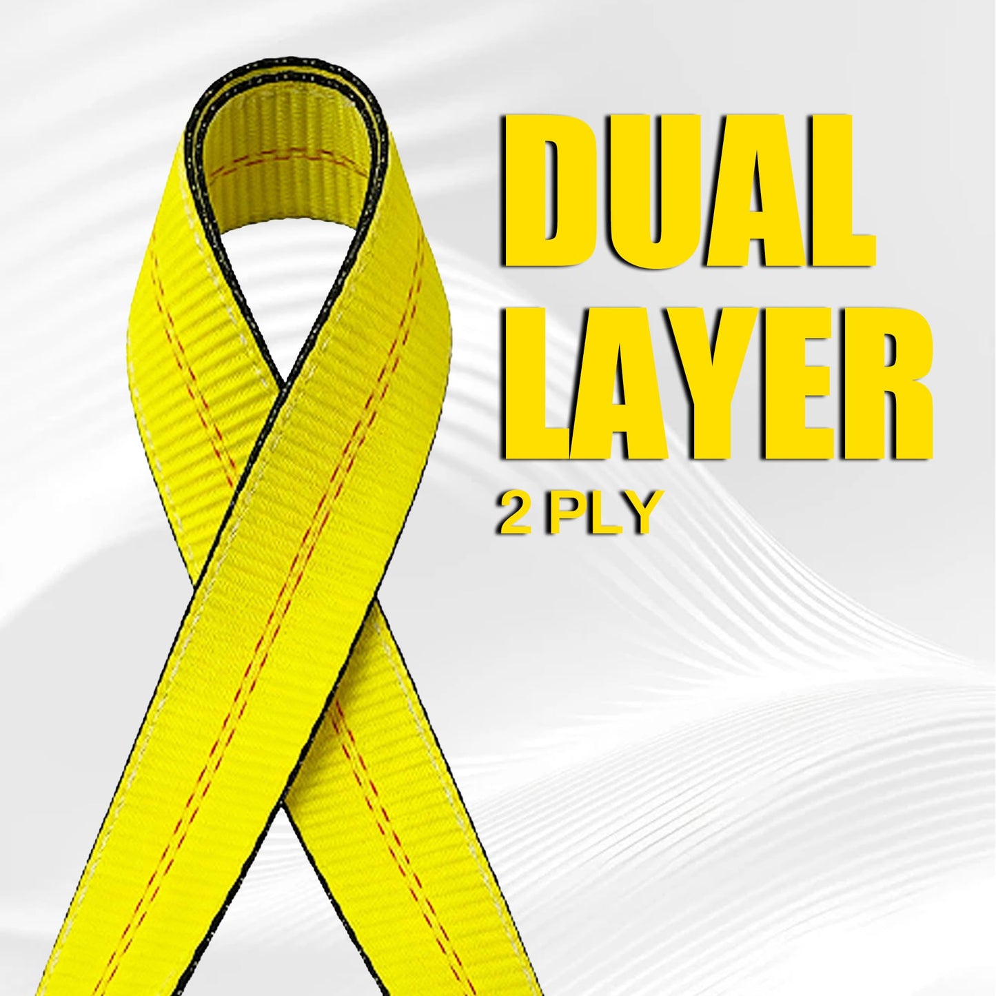 2''x 10FT Lift Sling Web Strap/Wear Guard End, Heavy Duty Flat Eye Lifting Sling with 15,000 lbs Reinforced Loops for Tree Saver Lifting Furniture Appliances Machine 2PK