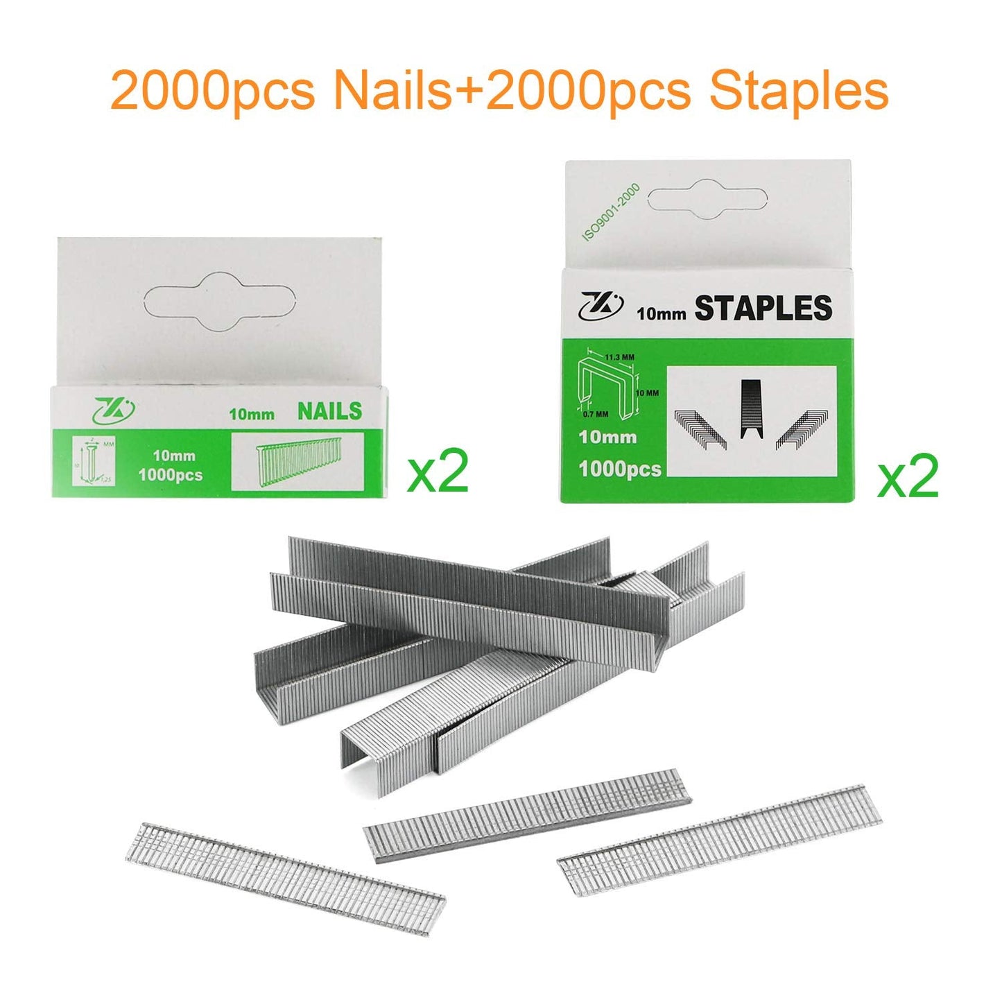 Cordless Staple Gun Nail Gun Tacker, Electric Stapler & Nailer 2 in 1, Electric Staple Gun with Rechargeable USB Charger for Upholstery DIY Includes 2000pcs 10mm Nails and 2000pcs 10mm Staples