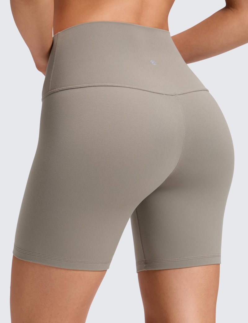 CRZ YOGA ButterLuxe Biker Shorts 6" - High Waisted Workout Running Volleyball Spandex Yoga Womens Warm Ash Grey X-Small