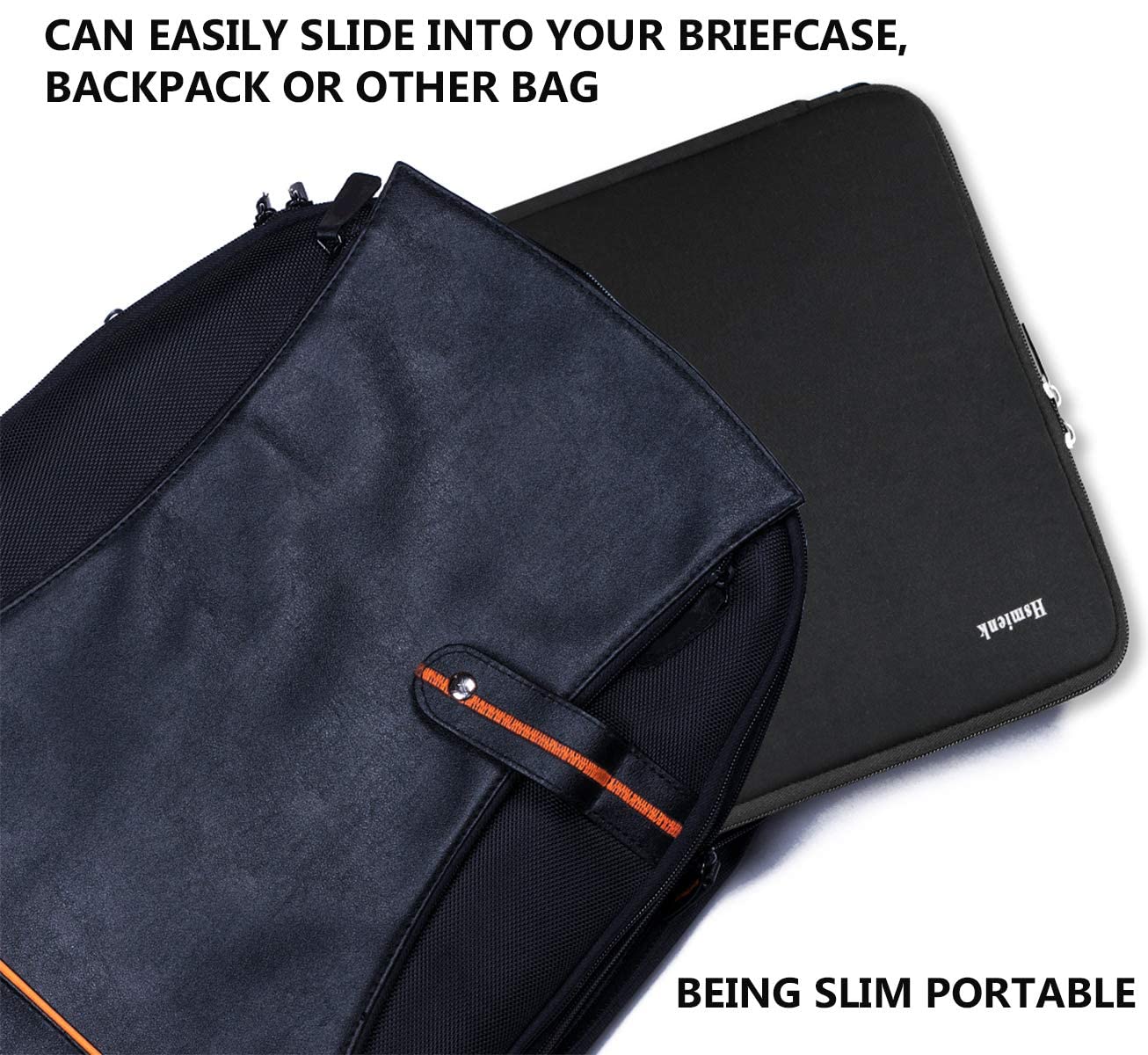 Laptop Sleeve 14 inch, Upgrade Durable Shockproof Protective Computer Cover Flip Case Briefcase Carrying Bag Compatible with 14" HP, Lenovo, Asus, Acer, Notebook, Chromebook Computer, Black