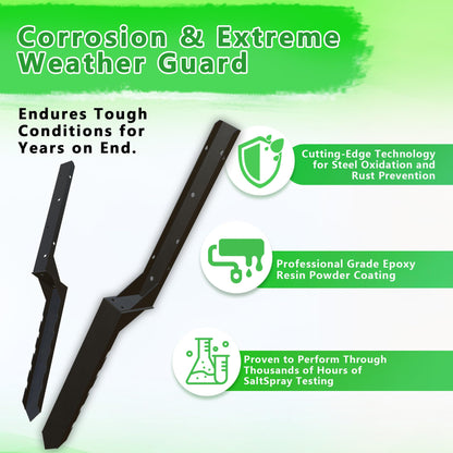 Fence Post Repair Kit 4 Pack Heavy Duty Fence Post Anchor Stakes for Fixed and Repair Tilted Broken Wood Posts Support Thickened Ground Spike Fencing Repair Stakes Black