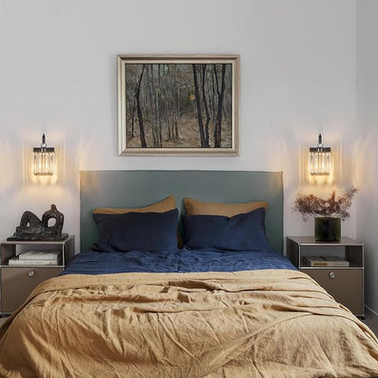 Modern Wall Sconces Set of Two Black Wall Sconces Indoor Wall Lamp Crystal Wall Light Wall Mounted Room Sconce Wall Lighting Bathroom Vanity Light Fixtures