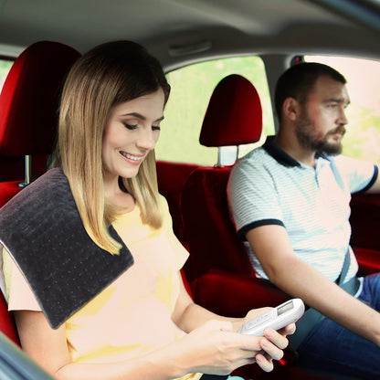 Comfytemp 12V/24V Car Electric Blanket for Back Pain Relief, 4 Heat Settings, 11 Auto-Off, Portable Mini Travel Blanket for Back Pain, Neck, Shoulders and Cramps Relief, 12" x 24" Washable