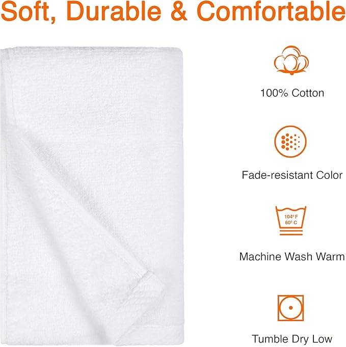Amazon Basics 8-Pack Soft, Highly Absorbent, Quick-Dry Hand Towels, 100% Cotton