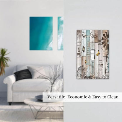 Rustic Western Farmhouse Windmill 1 Gang Single Duplex Light Switch Plate Outlet Cover Vintage Barn Wooden Plank Inspirational Quote Decorative Wall Plate Switchplate Electrical Faceplate