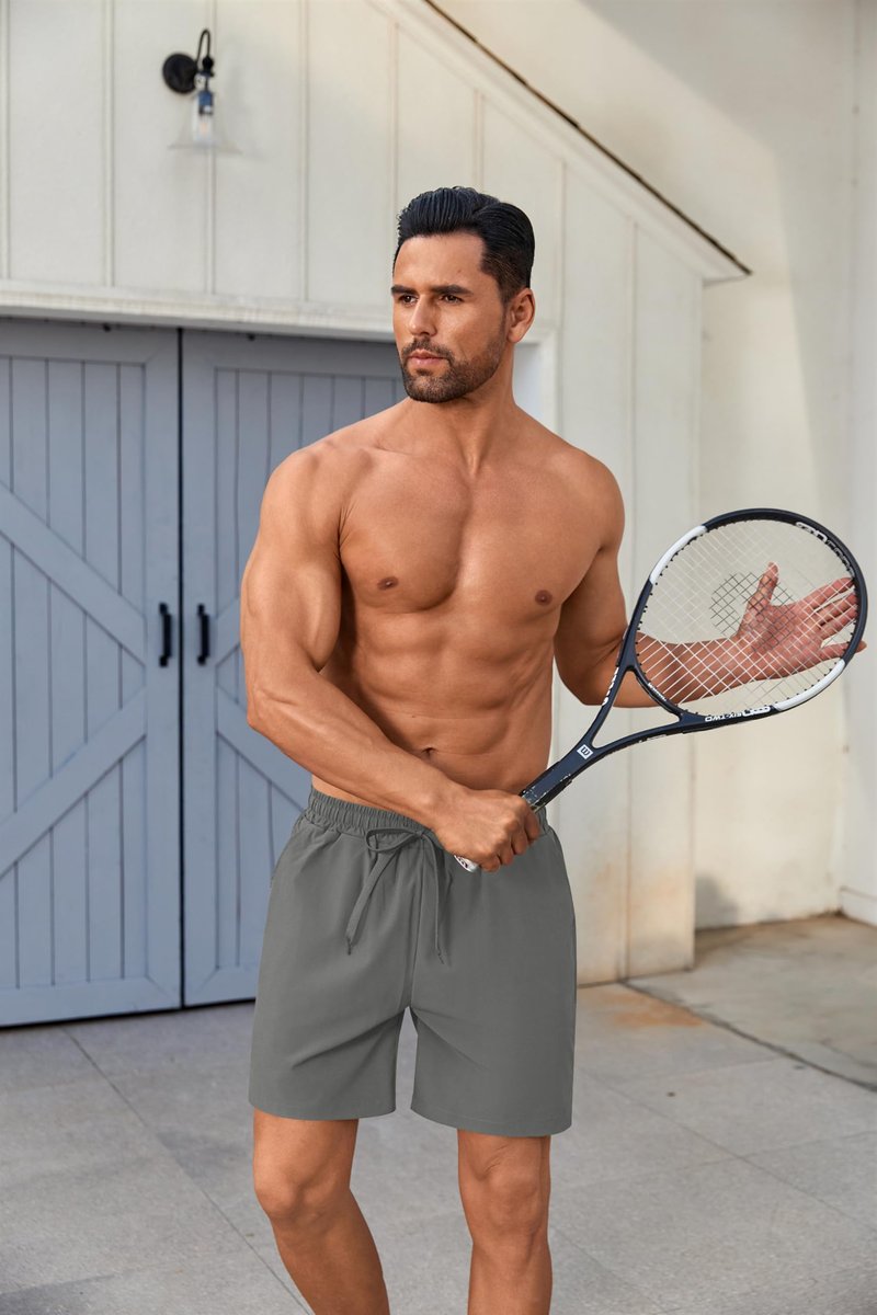 COOFANDY Men's 2 in 1 Running Shorts 2 Pack Athletic Shorts Quick Dry Lightweight Gym Training Workout Sports Shorts with Pockets