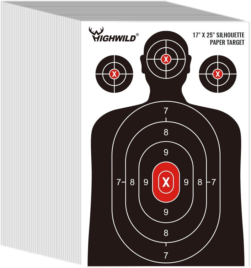 Highwild Shooting Range Silhouette Paper Target - 17x25 Inch | Ideal for Handguns, Rifles, Airguns, BB Guns