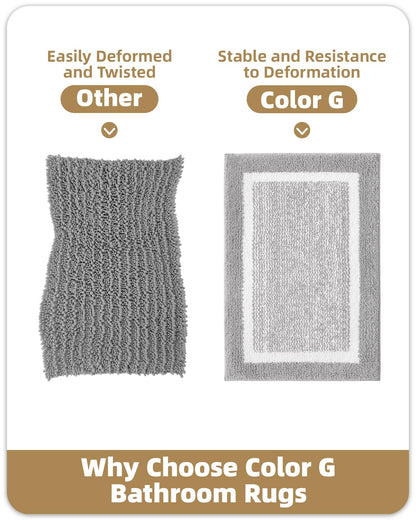 Color&Geometry Simple and Stylish Large Bath Mats for Bathroom Non Slip, 24"x36" Gray Bathroom Rugs, Absorbent, Soft, Washable, Microfiber Bath Rug Shower Mat