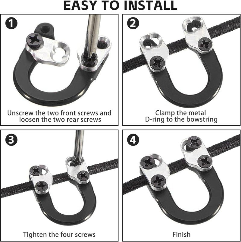 Archery Compound Bow D Loop - Metal U Nock D Ring Accessories for Shooting & Hunting Installation