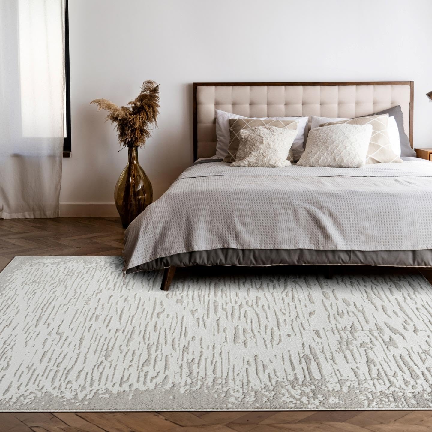 LUXE WEAVERS Artistic Metallic Gold 6x9 Area Rug, Plush Abstract Textured Living Room Carpet