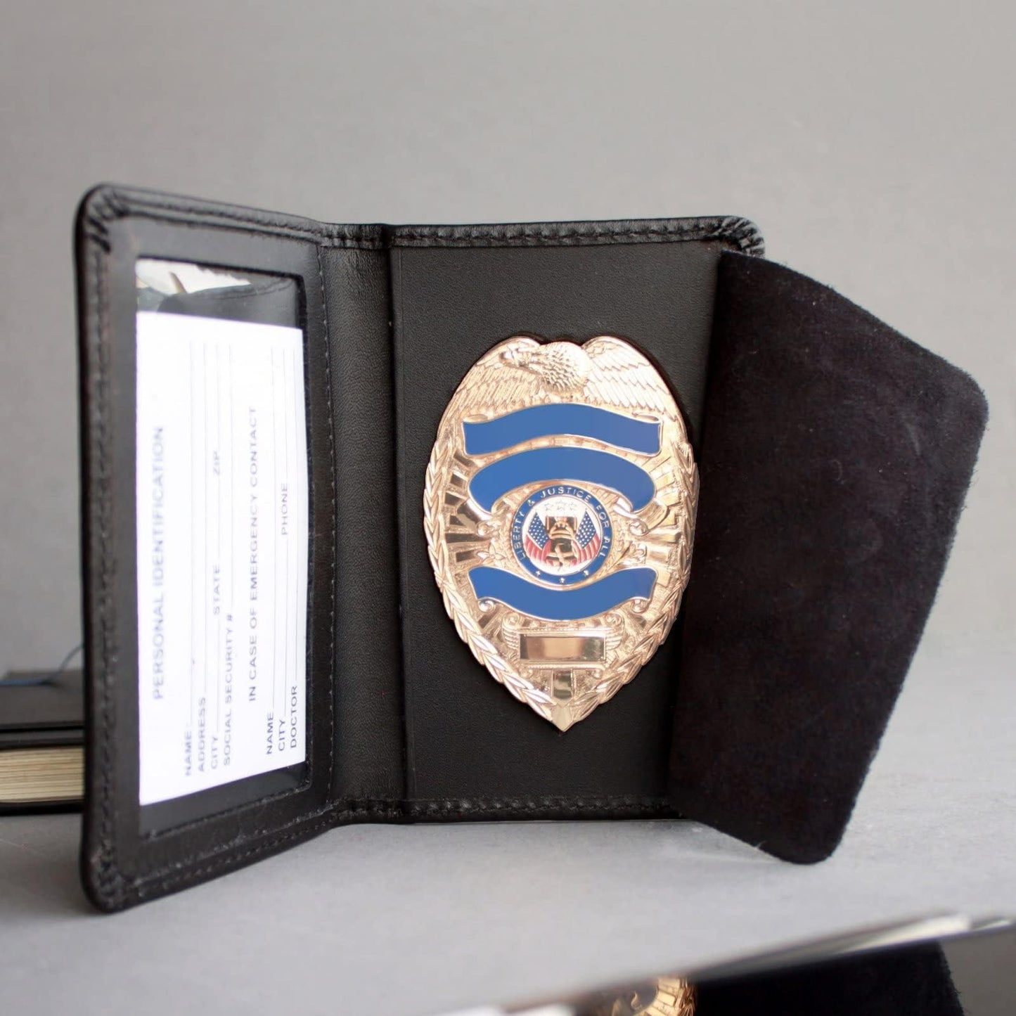 ASR Federal Genuine Leather Unisex Law Enforcement Badge Holder Case - Shield, Basketweave Black