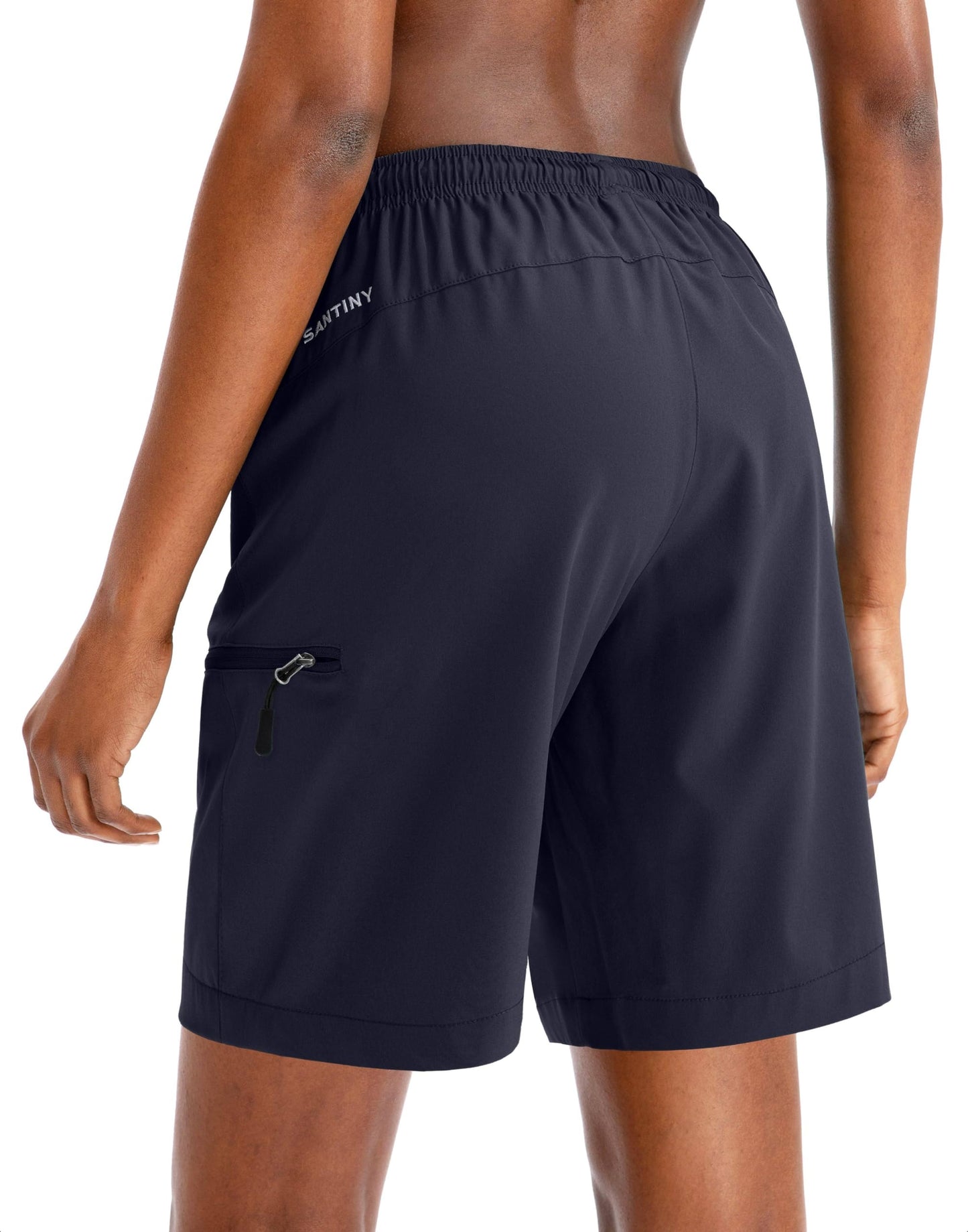 SANTINY Women's 5''/ 7''/9'' Hiking Cargo Shorts Quick Dry Lightweight Summer Shorts for Women Athletic Golf Zipper Pockets(Navy_S)