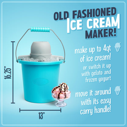 Nostalgia Electric Ice Cream Maker - Old Fashioned Soft Serve Ice Cream Machine Makes Frozen Yogurt or Gelato in Minutes - Fun Kitchen Appliance - Vintage Wooden Style - Light Wood - 4 Quart