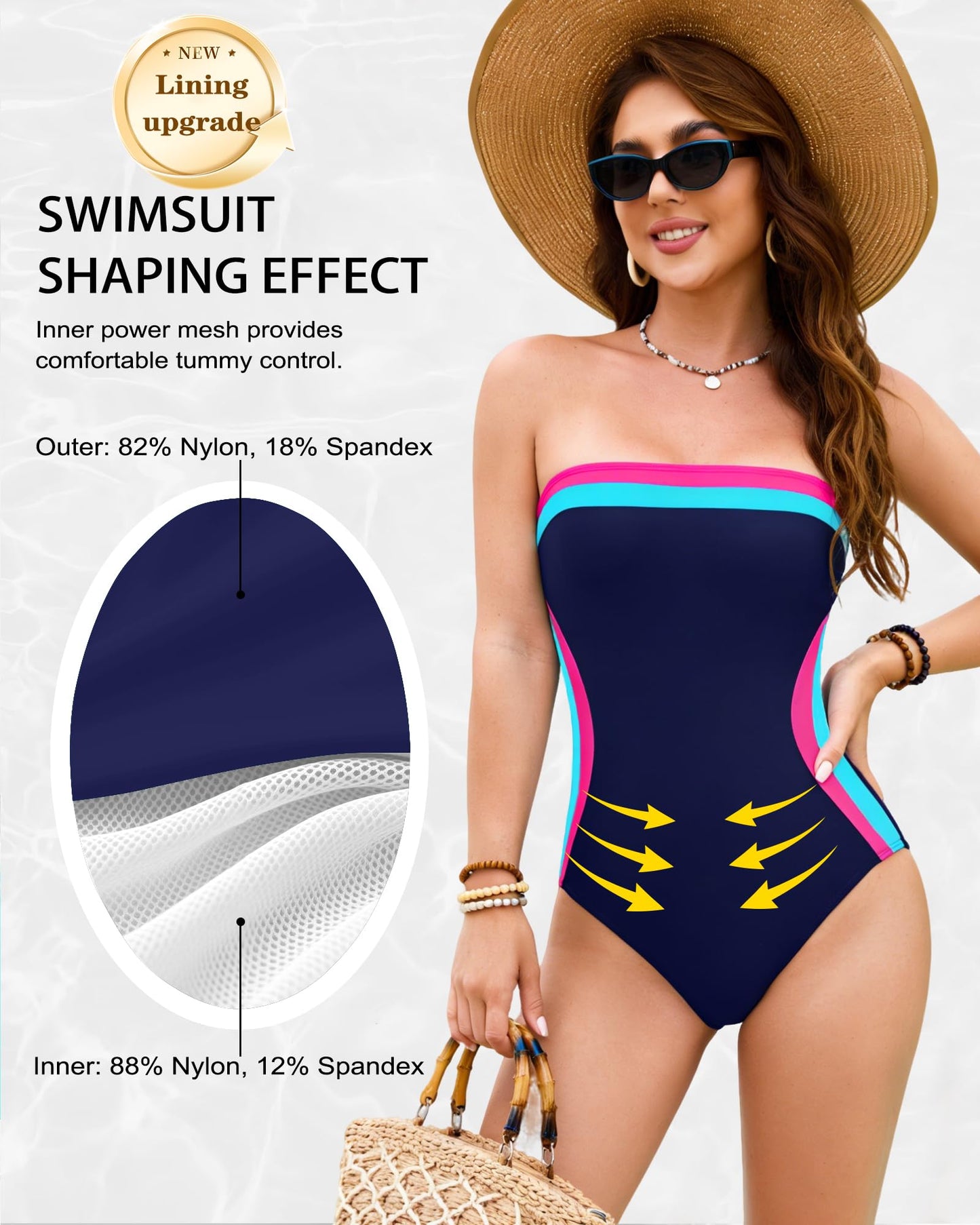 DaiLiWei Women One Piece Swimsuit Tummy Control Bathing Suits Bandeau Swimwear Slimming Lace Up Modest Swim Suits 2026
