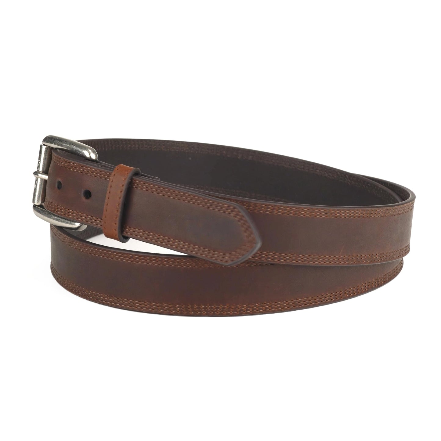 ARIAT Men's Copper Full-Grain Leather Belt with Silver Buckle, 36