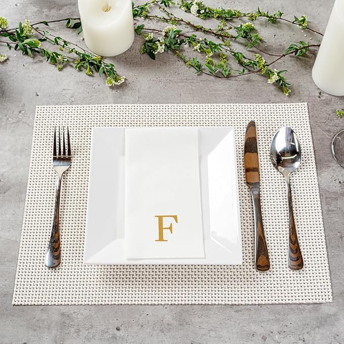Luxenap 15.8 X 7.9 Inch Linen-Feel Guest Towels, 50 Lettered Hand Towels
