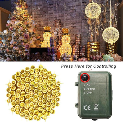 String Lights Battery Powered, 2 Pack Total 33 FT 100 LED Christmas Lights Indoor Outdoor Decoration, Twinkle Fairy Light for Classroom Dorm Halloween Decoration, Warm White