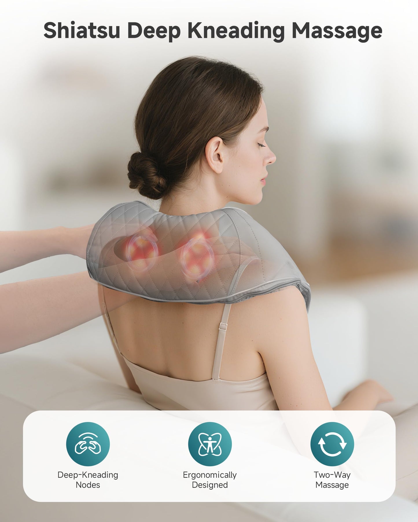 Snailax Cordless Massager - Shiatsu Neck and Shoulder Massager with Heat, Portable, Lumbar, Back Electric Massage Pillow, Christmas Gift