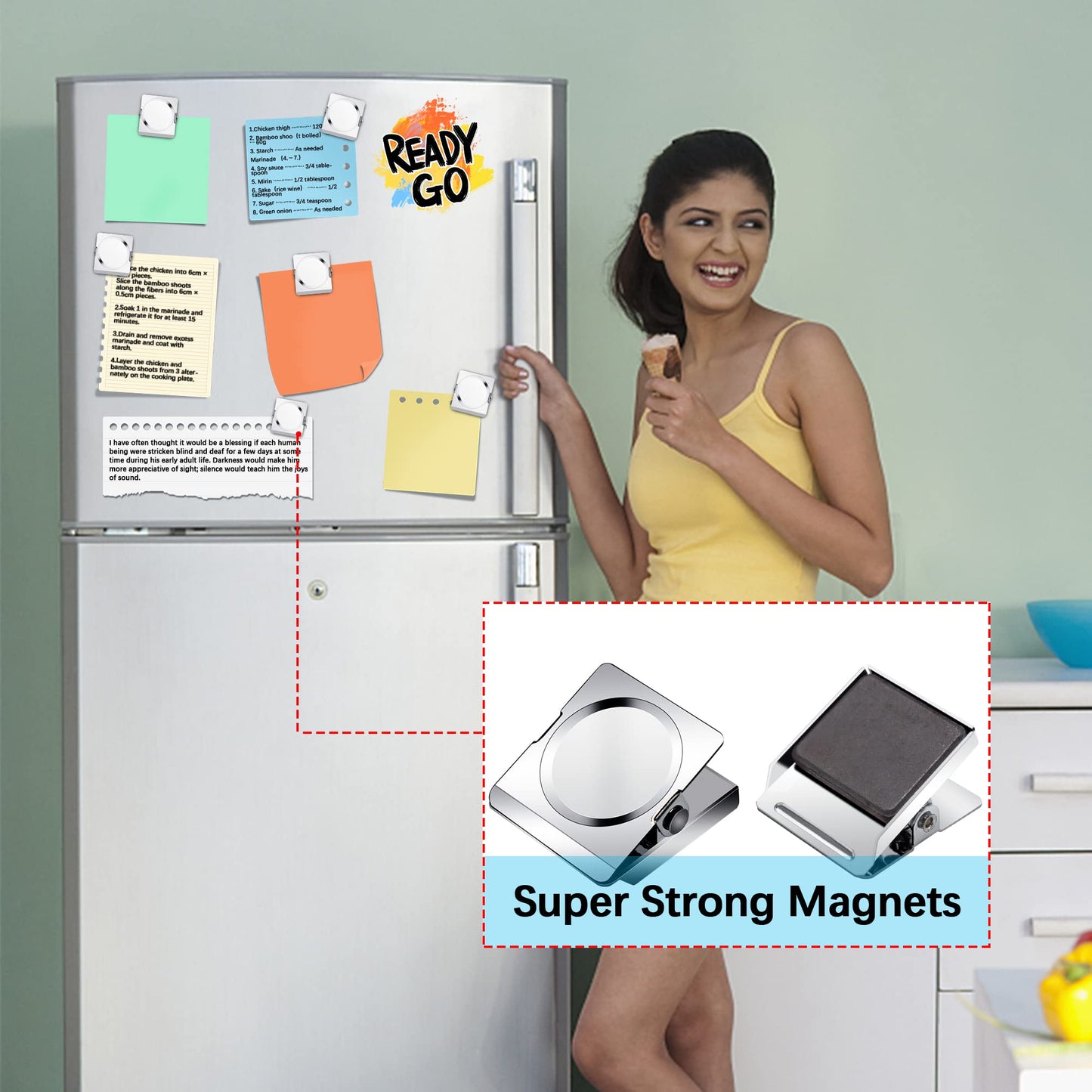 Magnetic Clips 1.77 inch, 12 Pack Heavy Duty Magnetic Clips for Whiteboard Refrigerator Classroom, Large Magnet Metal Clips for Hanging