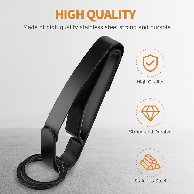 Duty Belt Key Holder - Quick Release Key Clip, Stainless Steel with 4 Keyrings | Fits Up to 2.25 Inch Belt