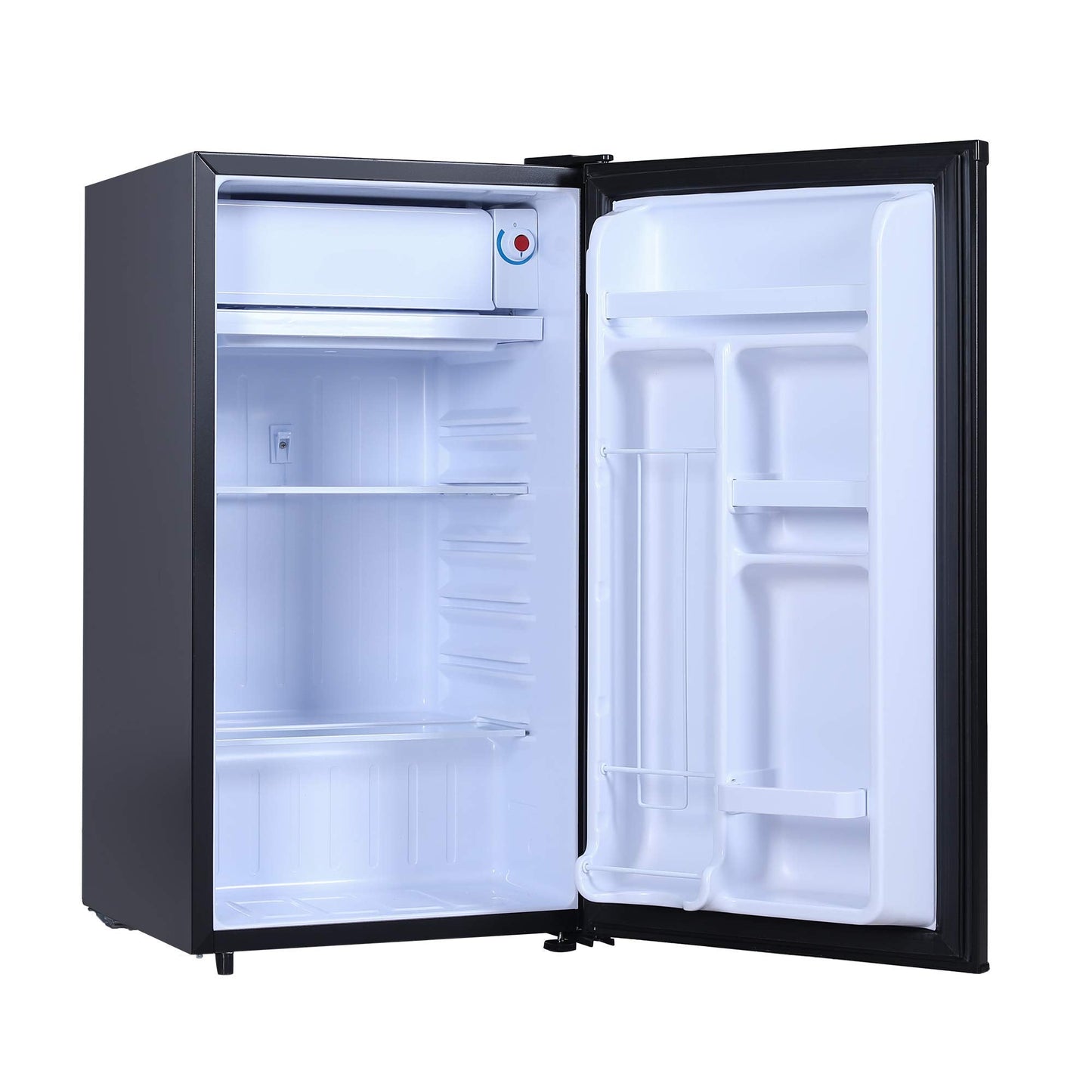 RCA RFR321-B-Black-COM RFR321 Single Mini Refrigerator-Freezer Compartment-Adjustable Thermostat Control-Reversible Doors-Ideal for Dorm, Office, RV, Garage, Apartment-Black Cubic Feet, 3.2 CU.FT