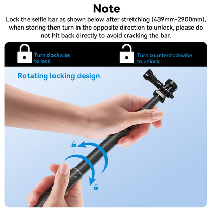 TELESIN G3 Selfie Stick Pole Long Invisible (118"/3M), Carbon Fiber Waterproof Underwater Monopod for GoPro Max 13 12 11 10, Insta360 X3 X4 X5 Ace Pro, DJI Osmo 360 Action Pocket AKASO Bike Motorcycle