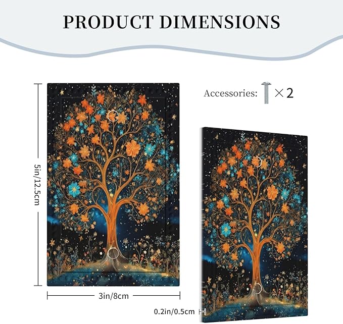 Magical Life Tree in Night Sky Light Switch Covers No Device Wall Plate 1 Gang Decorative Blank Switchplate Electrical Faceplate for Farmhouse Living Bedroom Decor