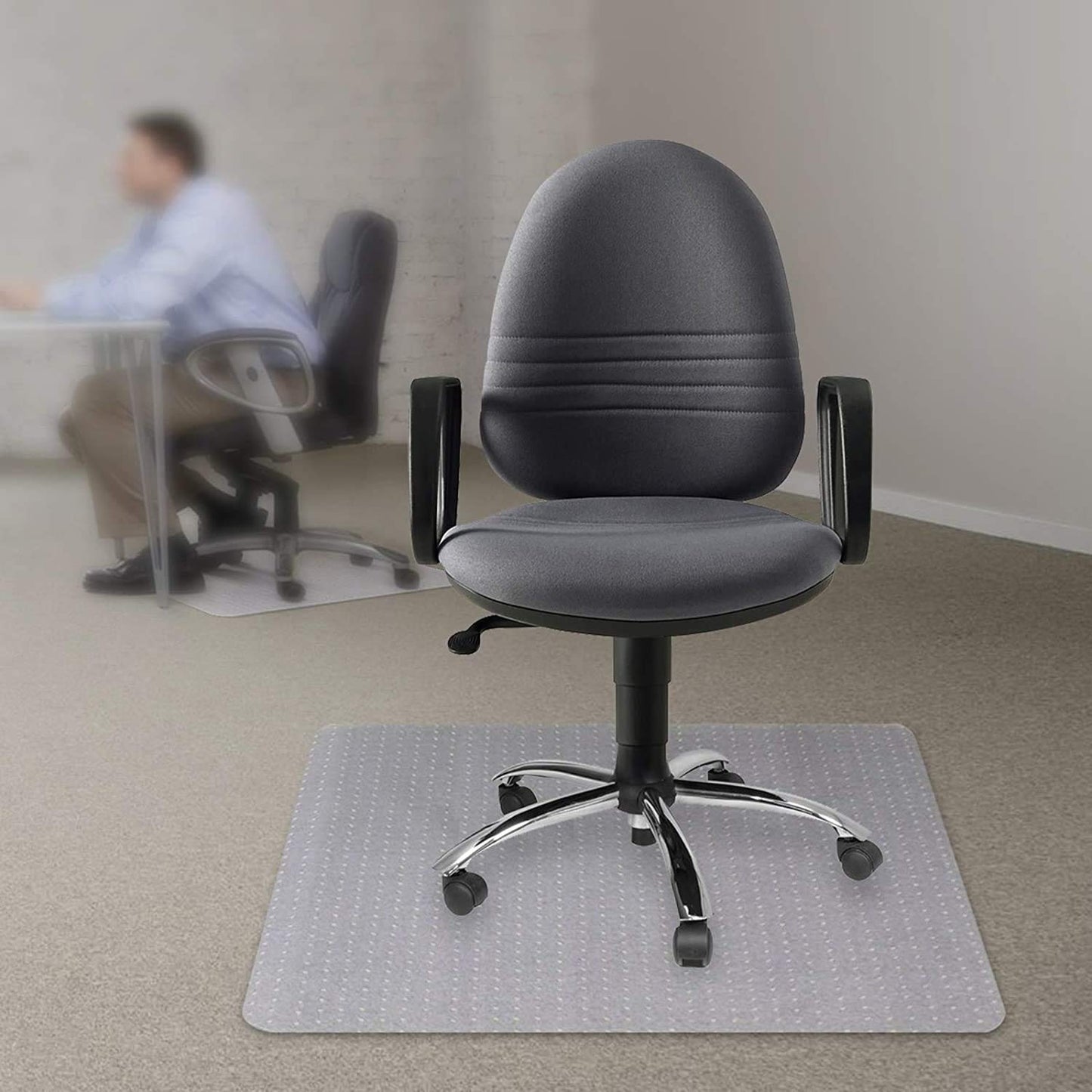 Kuyal Office Chair Mat for Carpets,Transparent Thick and Sturdy Floor Mats for Low and No Pile Carpeted Floors, with Studs (36" X 48" Rectangle)