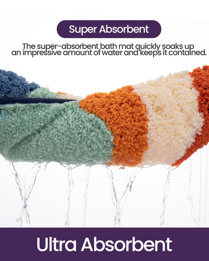 DEXI Bathroom Rug Washable, 24x36 Non Slip Bath Mat Absorbent, Soft Plush Microfiber Bathmat Quick Dry for Shower Floor, Colorful
