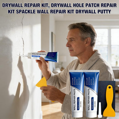 Drywall Repair Kit, 2 Pcs Spackle Wall Repair Kit, New Wall Crack Repair Paste, Wall Repair Paste Tube with Scraper/Sandpaper, Effective Repair of Scratches, Holes, Cracks and Wall Graffiti (2*250g)