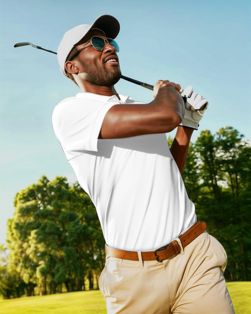NY Threads Men's Golf Polo Shirt UPF 70+ Regular Fit Moisture Wicking Quick Dry Performance Short Sleeves Polo, Large, White