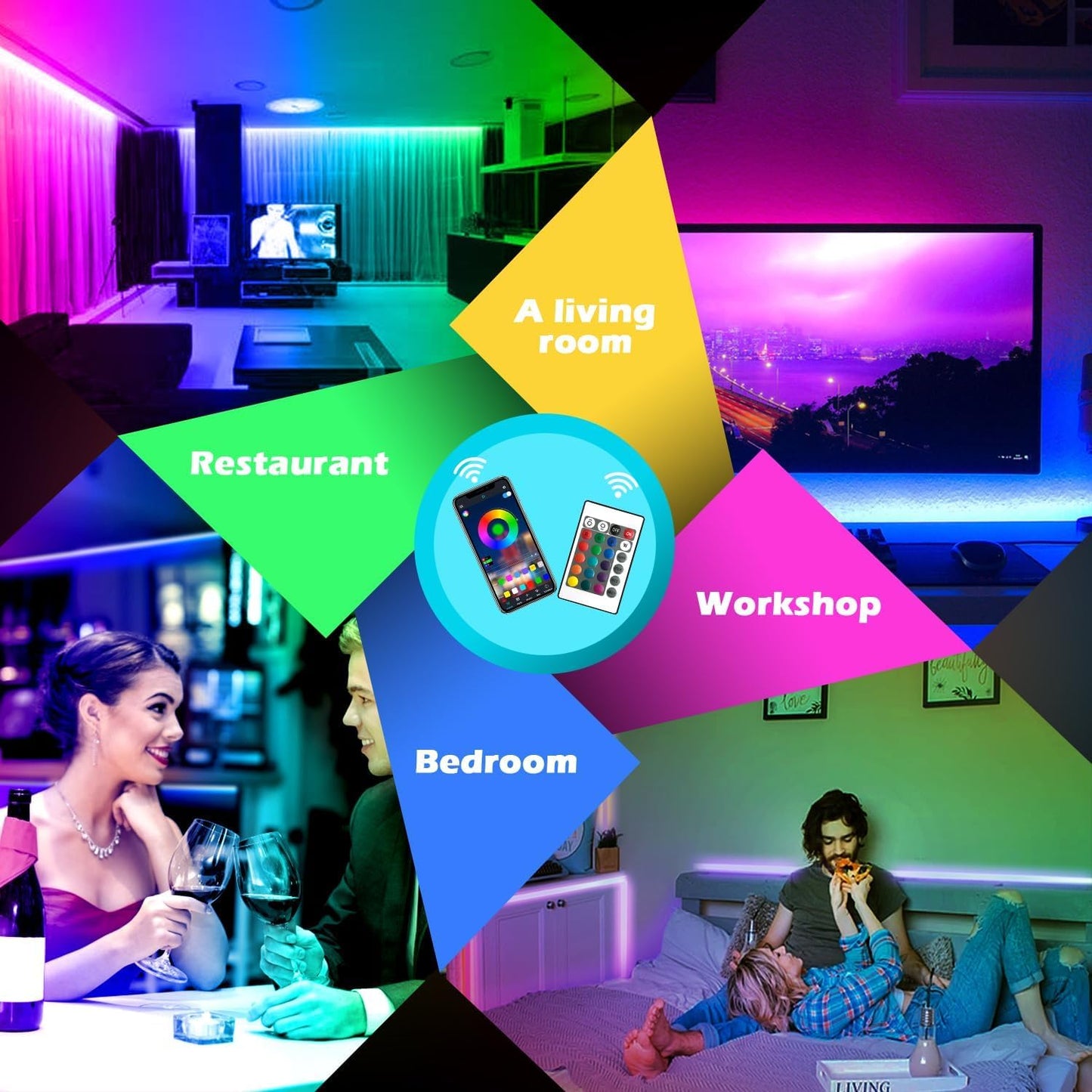 Led Strip Lights,20ft Led Light Strips Music Sync Color Changing RGB Led Strip Built-in Mic,Bluetooth App Control LED Rope Lights with Remote,5050 RGB Led Lights for Bedroom,Home,TV,Party,Christmas