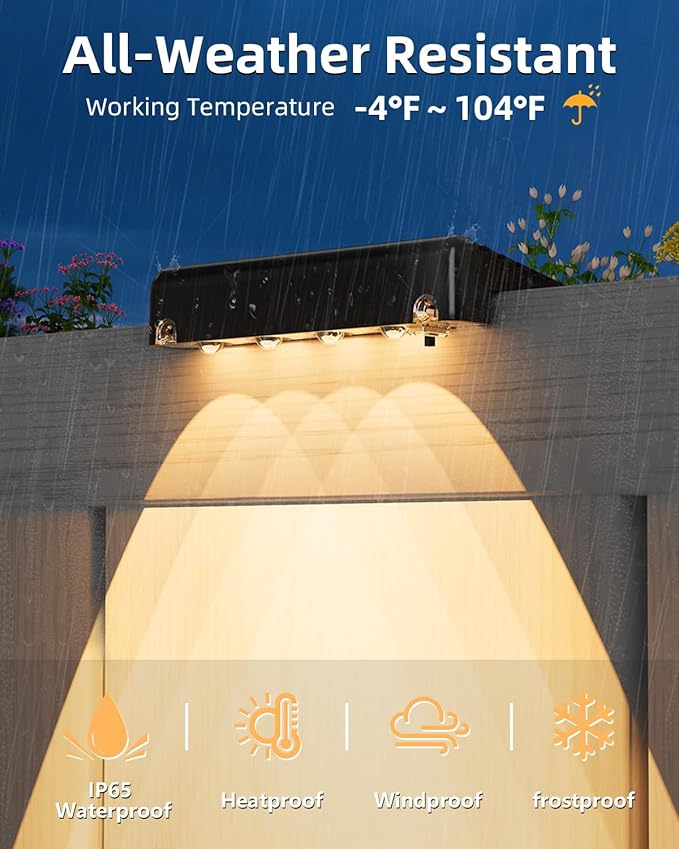VOLISUN Solar Deck Lights 12 Pack, Warm White Glow LED Large Size Lamp, IP65 Waterproof Step Lights Outdoor for Deck, Step, Fence, Railing, Wall and Stairs (Black)