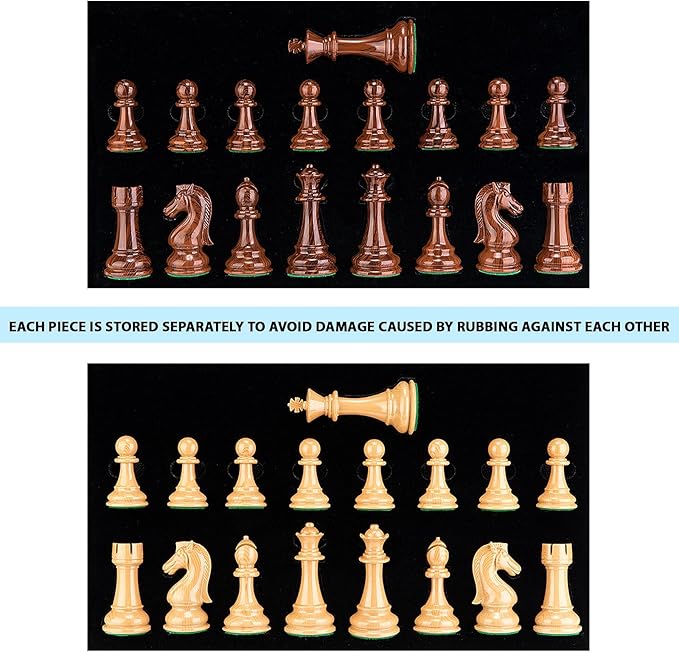 AMEROUS High Polymer Weighted Chess Pieces with 4.25'' King - 2 Extra Queens - Gift Package Standard Tournament Chessmen for Chess Board or Replacement of Missing Pieces (Chess Pieces Only)