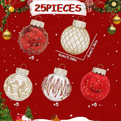 25Pcs Christmas Ornaments Sets 2.36” Christmas Ball Ornaments Christmas Tree Ornaments Shatterproof Xmas Balls Bulbs for Holiday Wedding Party Christmas Tree Decoration（Red Gold）