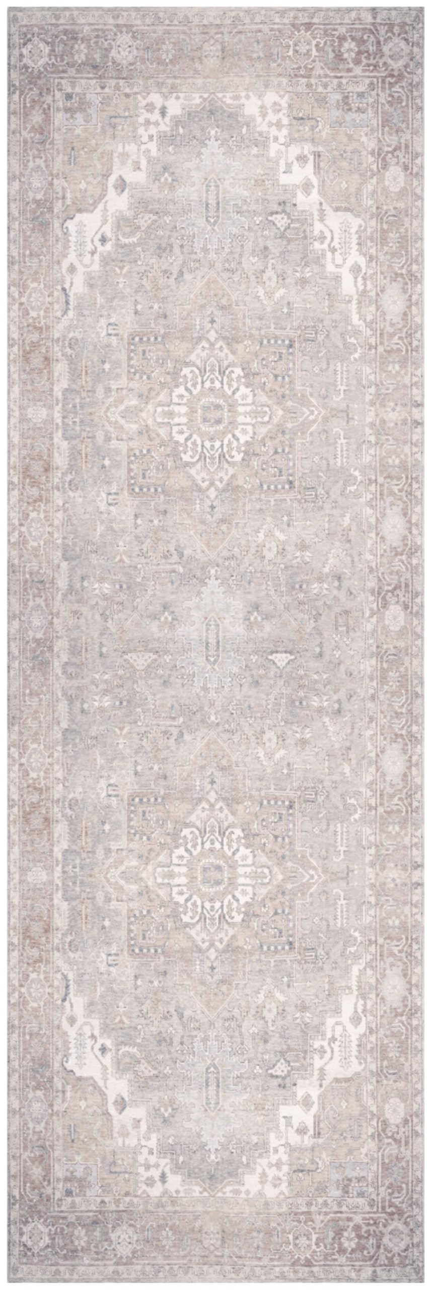 Nourison Home Vintage Washables Light Blue 2' x 6' Area Rug - Easy Clean, Non Shedding, Bed Room, Living Room, Dining Room, Kitchen (6' Runner)