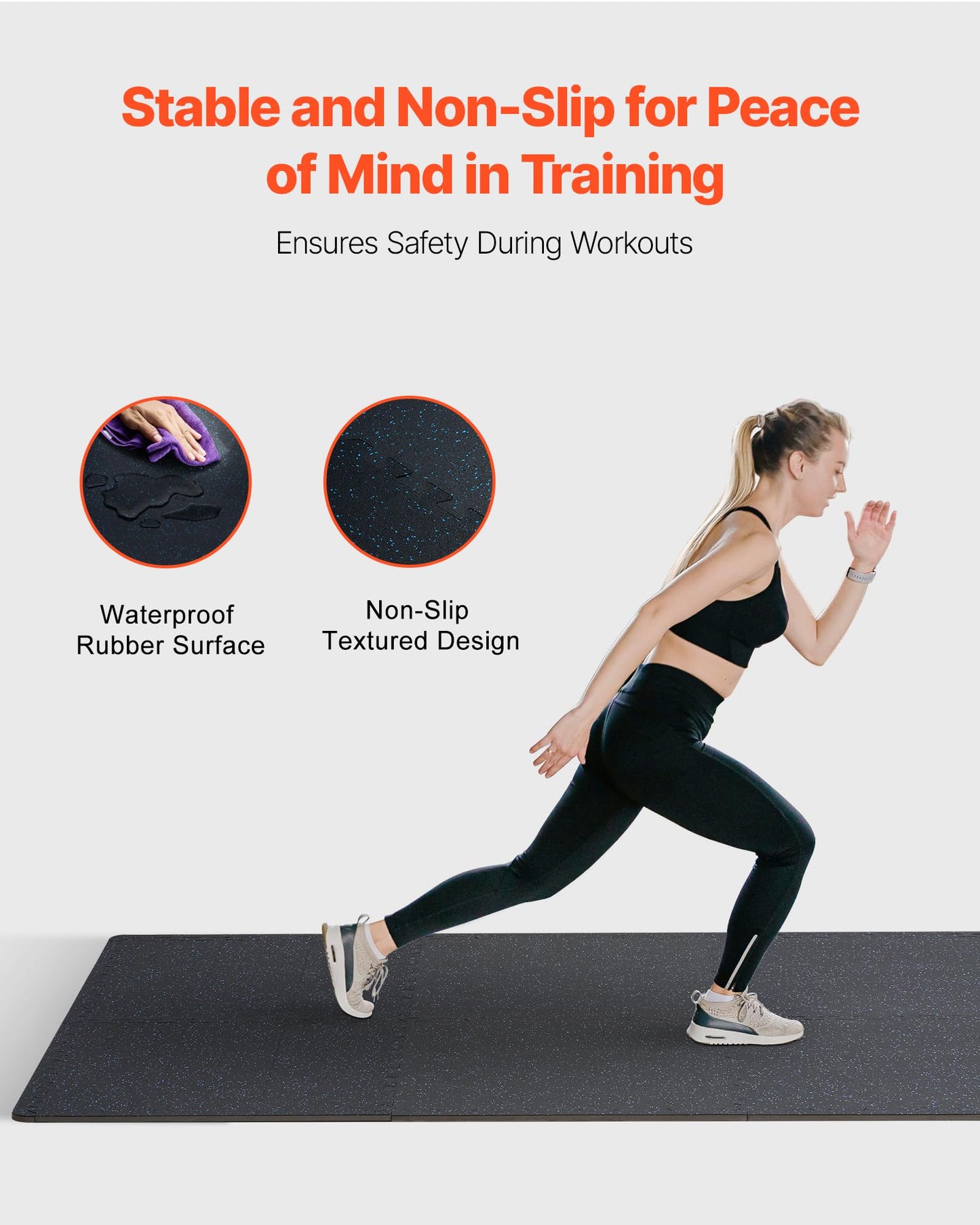 VEVOR 0.56Inch 48sq.ft 12 Tiles Gym Flooring for Home Gym, Rubber Top with High Density EVA Foam, 25 x 25In Gym Floor Exercise Equipment Mats, Interlocking Gym Mats, Puzzle Workout Mats, Black & Blue