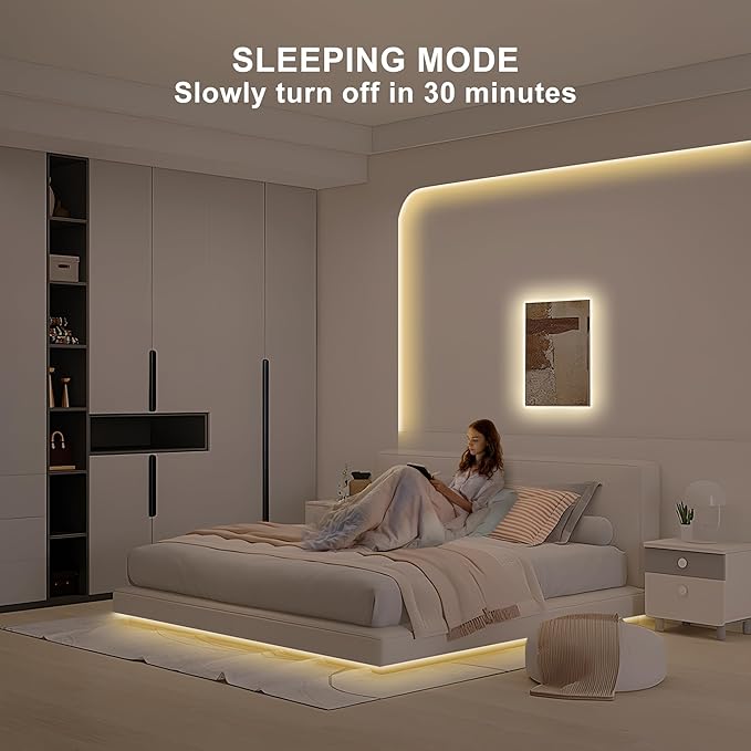 16.4ft Tunable White COB Led Strip Light with RF Remote, CRI93+ Dimmable CCT 2700K-6500K Led Tape Lights, Adhesive High Density Led COB Light Strip for Bedroom, Kitchen, Cabinet