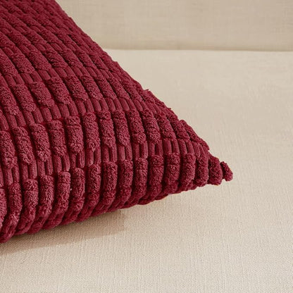 Fancy Homi Wine Red Christmas Lumbar Decorative Throw Pillow Covers 12x24 Inch for Living Room Couch Bedroom, Farmhouse Boho Home Decor, Soft Corduroy Burgundy Rectangle Cushion Case 30x60 cm